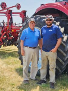 Lance Gutwein manages the family farming operation. Pictured here with his father Harvey. 
