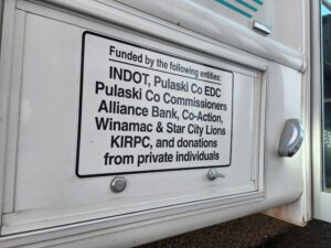 Donor list on side of van